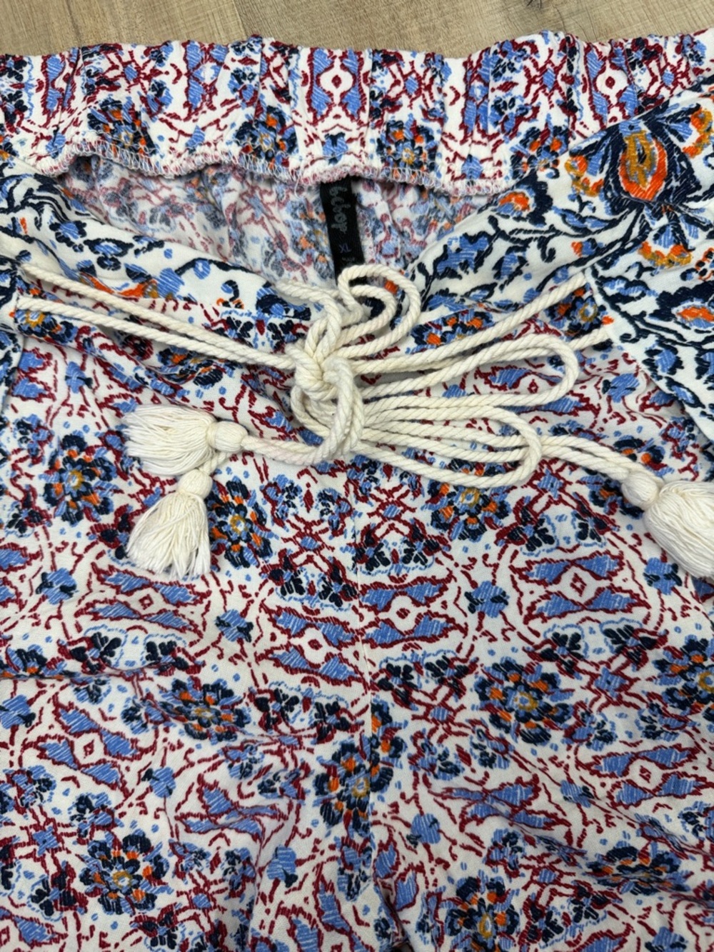 Bebop Palazzo Boho Floral Wide-Leg Pants in Blue & Orange. Size XL - Picture 2 of 4